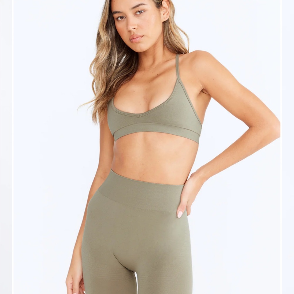 T/ALA sculpt seamless mini sports bra in olive marl